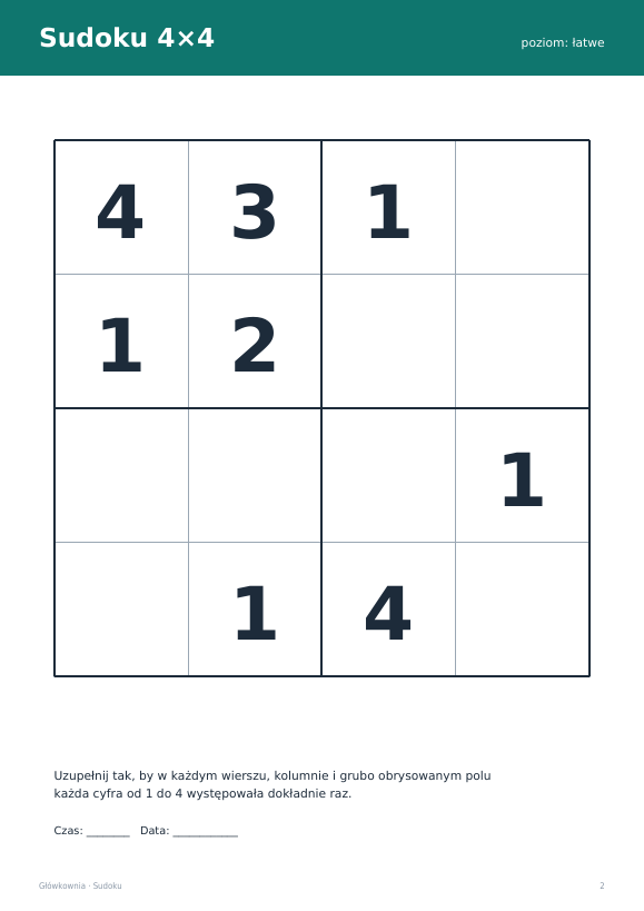 Sudoku do druku, zestaw 5